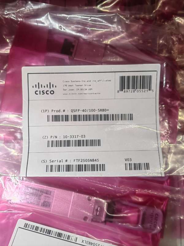 Cisco QSFP-40/100-SRBD 100GB and 40GB BASE-SR-BiDi 908nm LC QSFP Transceiver