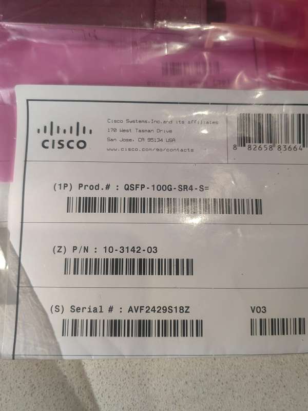 Cisco QSFP-100G-SR4-S 100GB BASE-SR4 860nm MMF Optical QSFP Transceiver