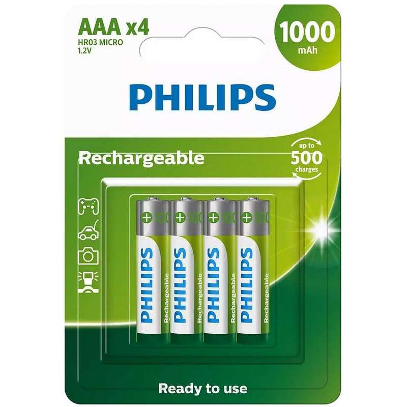 RECHARGEABLE BATTERY AAA 4 PACK 1000MAH