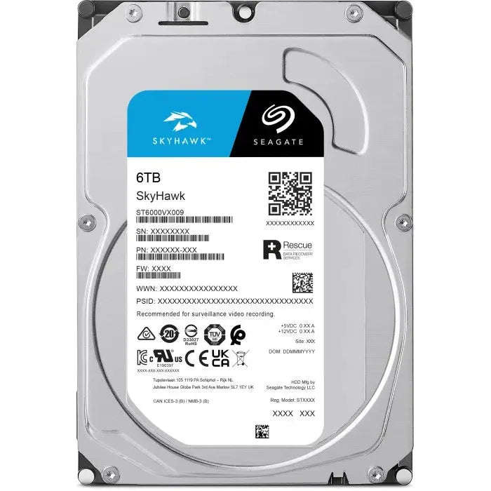 Seagate Skyhawk ST6000VX009 6TB 3.5'' HDD Surveillance Drives; SATA 6GB/s Interface; 8+ Bays Supp...
