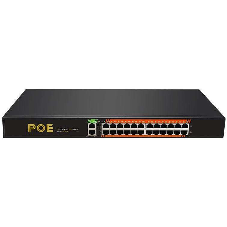 24PORT 10/100M POE+2PORT 1G IRON SHELL