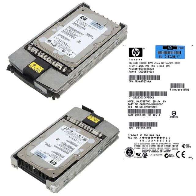 HP 36.4 GB ULTRA320 SCSI 10K RPM Universal Hot Plug Hard Drive 271837-003  (HP Spare #: 289041-00...