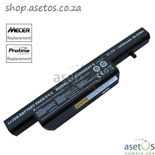 Battery For Mecer, Clevo, Proline C4500BAT-6 Battery Black, 11.1V 4400mAh 49Wh