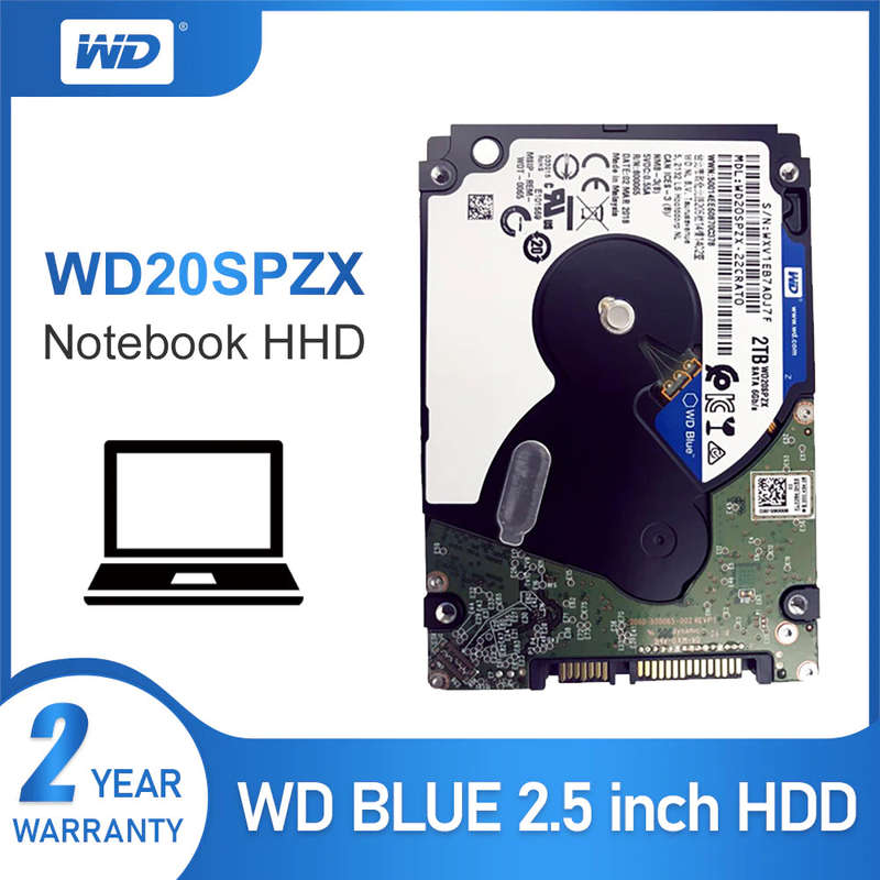 WD Blue WD20SPZX 2TB 5400 RPM 128MB Cache SATA 6.0Gb/s 2.5" Internal Notebook Hard Drive