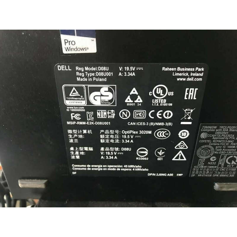 Dell Optiplex 3020 Ultra Tiny Desktop: 4th Gen Core i5-4590T@2Ghz, 8GB MEM, 500GB HDD, WiFi, Blue...