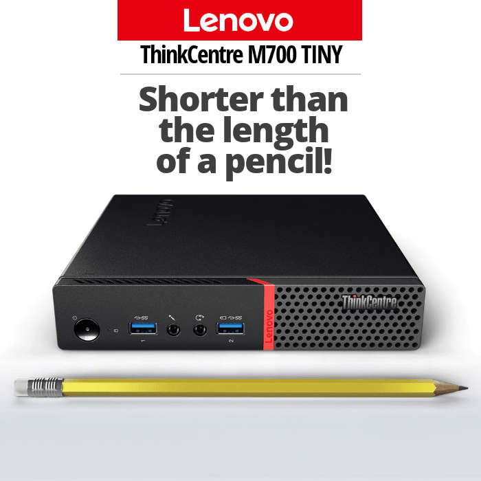 Lenovo ThinkCentre M700 Tiny Desktop: Core i3-6100T, 8GB MEM, 500GB HDD, Win 10 Pro (Refurbished)