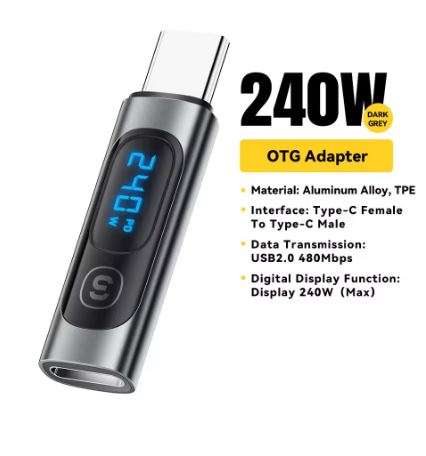 Essager 240W USB C Adapter Type C to USB C 3.0 2.0 OTG Connector