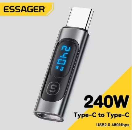 Essager 240W USB C Adapter Type C to USB C 3.0 2.0 OTG Connector