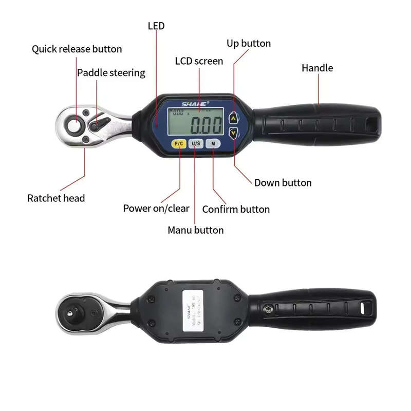 Shahe Mini Torque Wrench 1/4" with Bidirectional Ratchet Head