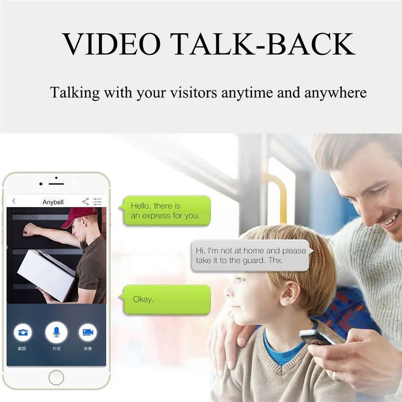 ANYTEK B30 Battery Powered WiFi Video Doorbell - Remote Access and Interact with Visitors from An...
