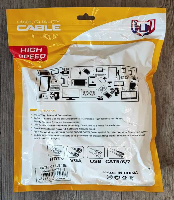 High-Quality 15m Cat5 Cable for Fast and Reliable Internet Connectivity