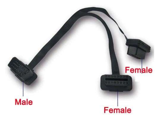 30CM Dual Female to Male Y Splitter 16Pin OBD2 Extender