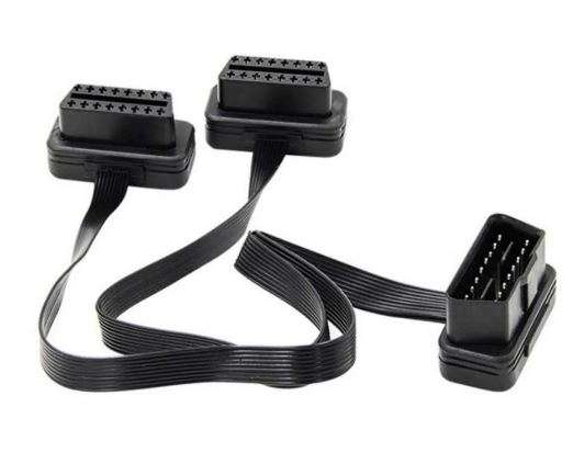 30CM Dual Female to Male Y Splitter 16Pin OBD2 Extender