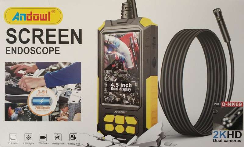 Andowl Q-NK69 2K HD Handheld Waterproof Endoscope - Waterproof Inspection Camera with 2K HD Camer...