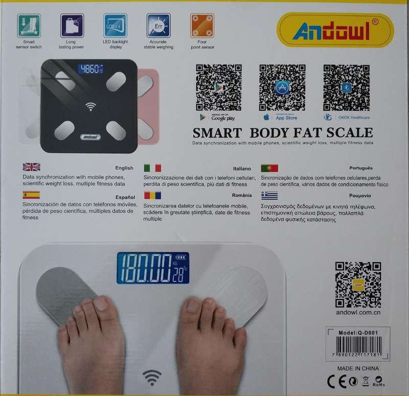 Andowl Q-D001 Digital Smart Body Fat Scale - Accurate Weight and Body Composition Measurements wi...
