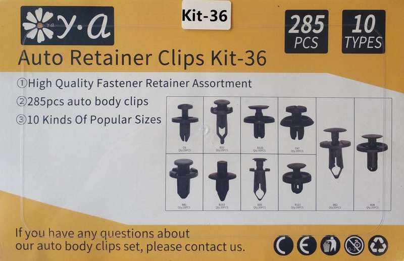 285 pcs 10 Types Plastic Car Body Push Pin Fastener Clip Kit
