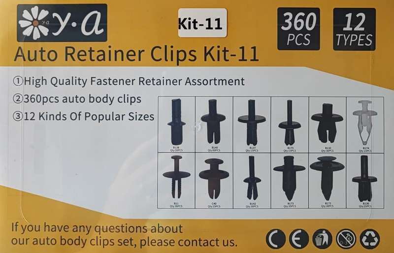 360pcs 12 Types Plastic Car Body Push Pin Fastener Clip Kit