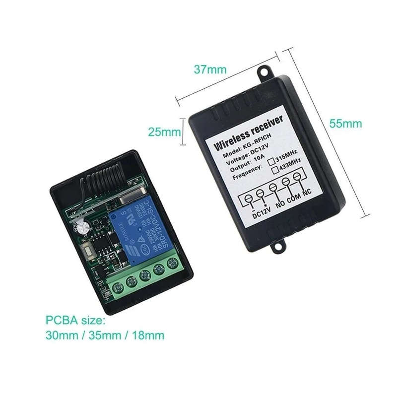 KTNNKG 433 Mhz DC 12V 10CH Wireless Remote Control Switch Kit