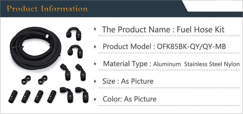 5Meter AN8 Braided Oil/Fuel Hose Kit + Fittings and Clamps