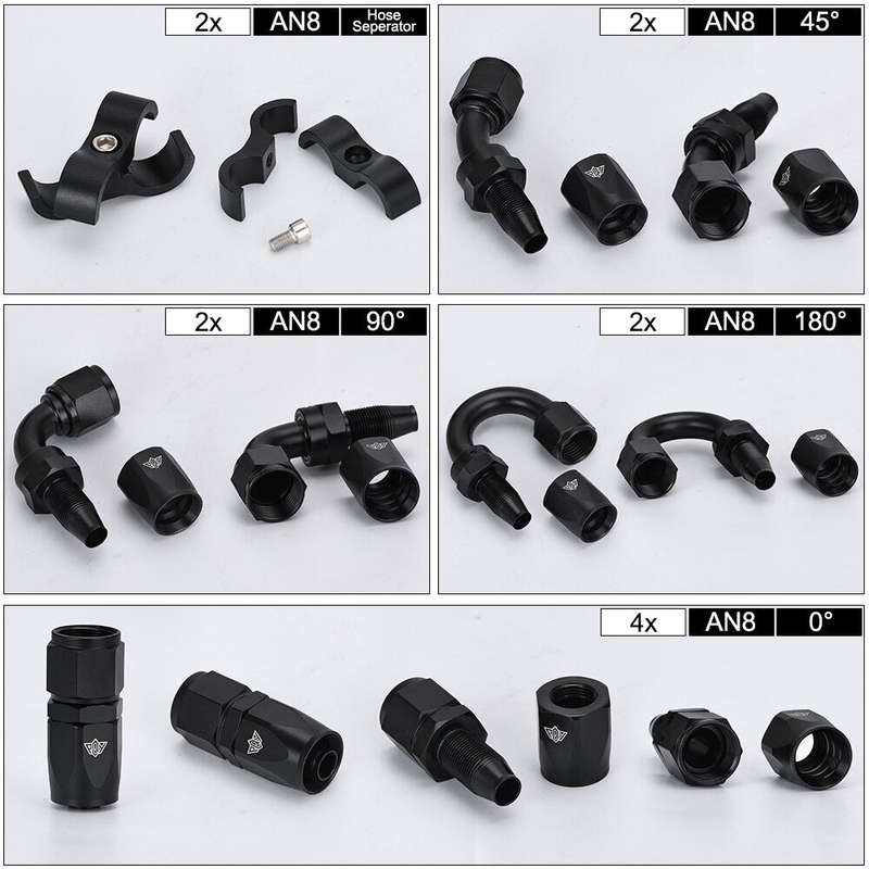 5Meter AN8 Braided Oil/Fuel Hose Kit + Fittings and Clamps