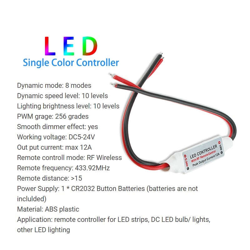 12A Wireless Mini LED Lighting Controller and Dimmer