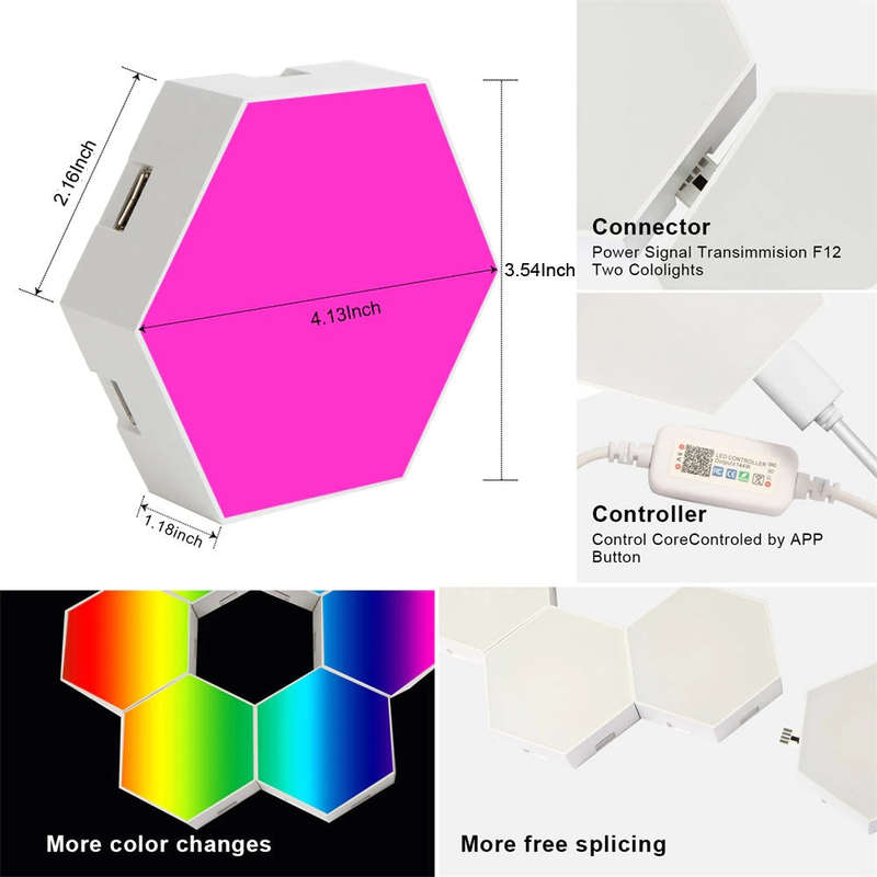 6 PCS LED Night Light Hexagonal Modular Quantum Creative Wall Lamps
