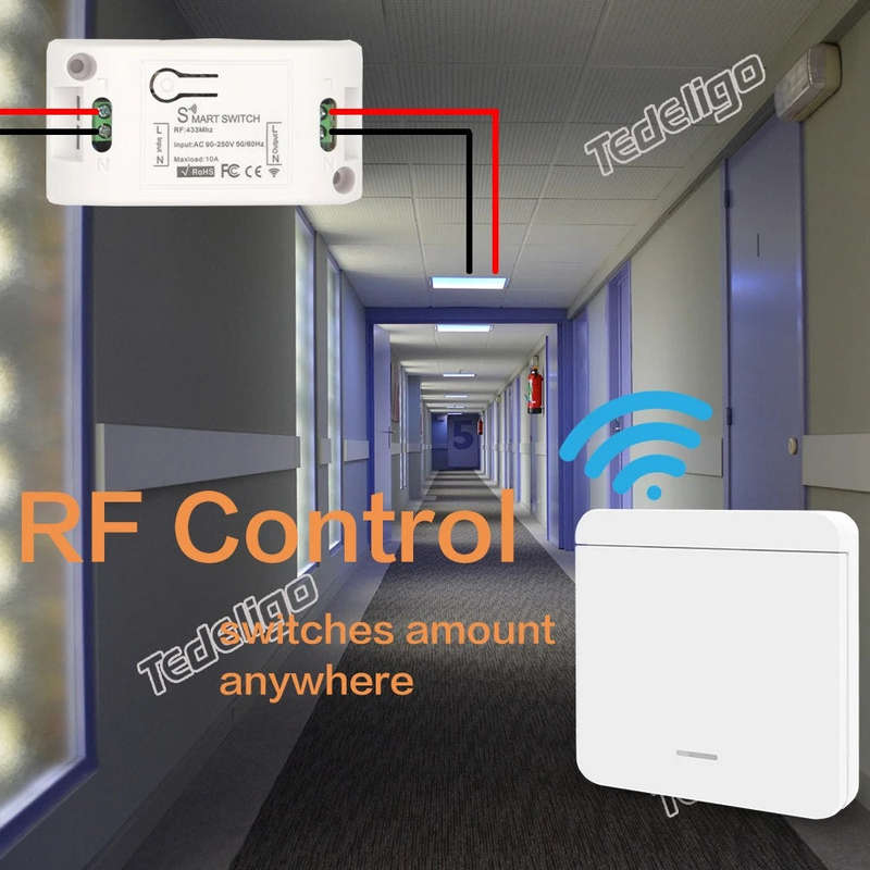 Andowl Q-KG09 Wireless 433mhz 1 Way AC 220v Wall Switch