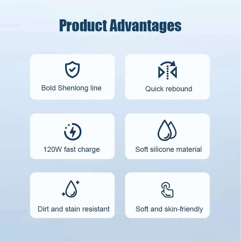1 Meter 120W 6A SuperFast Charge Type-C Liquid Silicone Cable