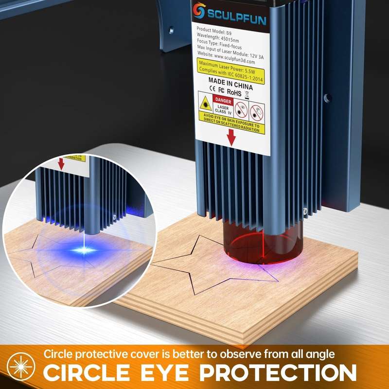 SCULPFUN S9 Laser Engraving and Cutting Machine - Versatile Tool for Intricate Designs