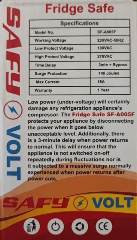 Protect Your Fridge with SAFY Fridge Safe Automatic Voltage Surge Protector