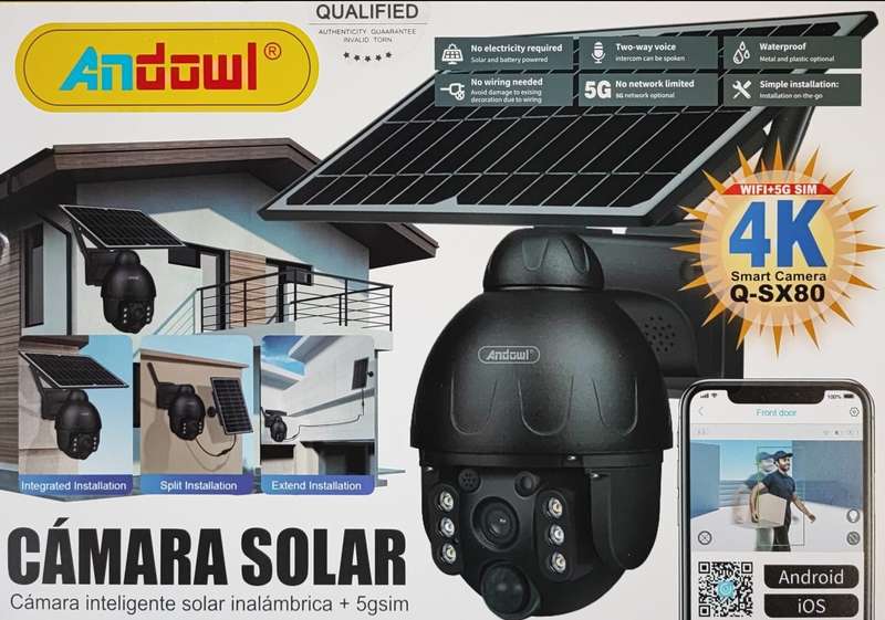 Andowl Q-SX80 Solar 4K HD Wifi+5G Outdoor Smart IP PTZ Camera - High-Quality Surveillance Camera ...