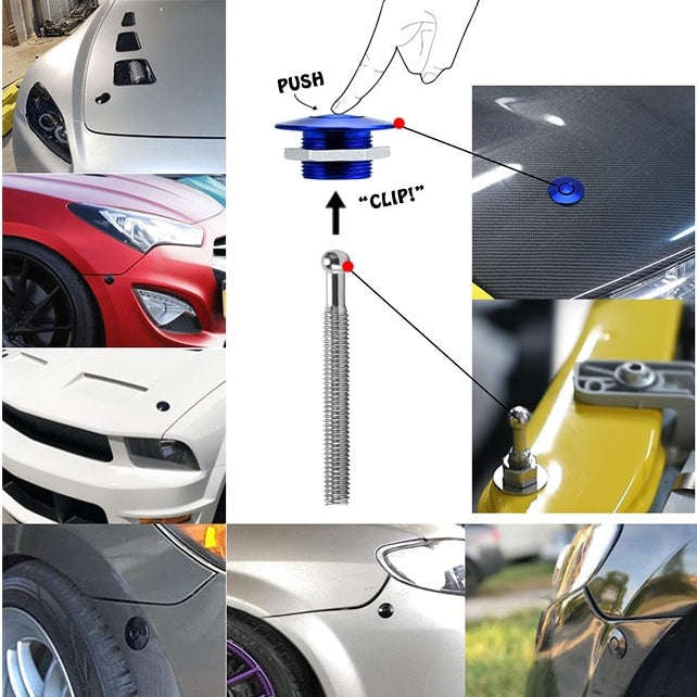 Enhance Your Vehicle with the 1.25" Universal JDM Push Button Billet Clip Kit