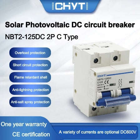 2Pole 125A DC 600V Circuit Breaker for Solar PV Systems - Reliable Protection for Solar Power Ins...