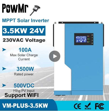 PowMr 3.5KW 24v 100Amp MPPT Pure Sine Hybrid Solar Inverter - Efficient & Reliable Solar Energy C...