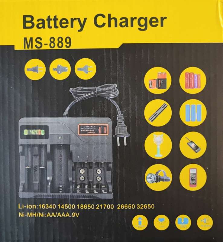 Multiple Slot AC220v Powered Lithium 18650/21700/26650/32650 Charger