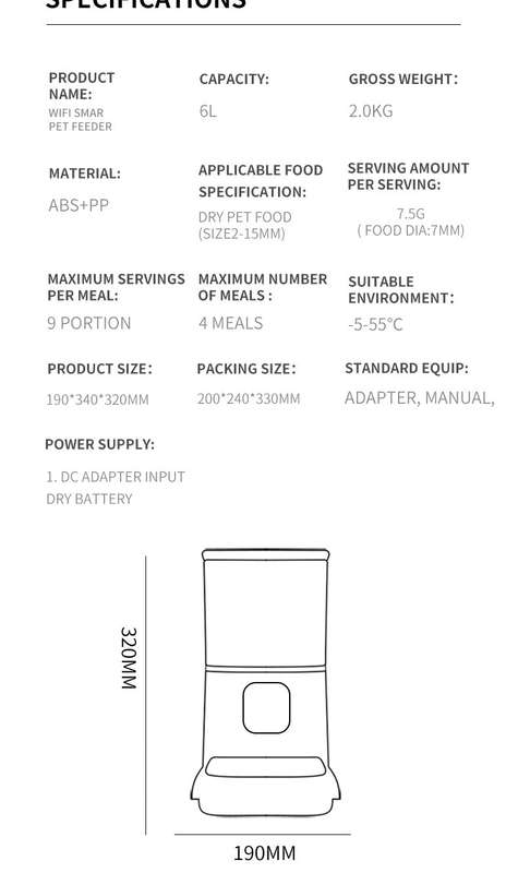 6L Smart Wifi Camera Automatic Pet Feeder For Cats and Dogs - Remote Monitoring and Scheduled Fee...