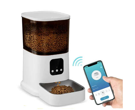 6L Smart Wifi Camera Automatic Pet Feeder For Cats and Dogs - Remote Monitoring and Scheduled Fee...