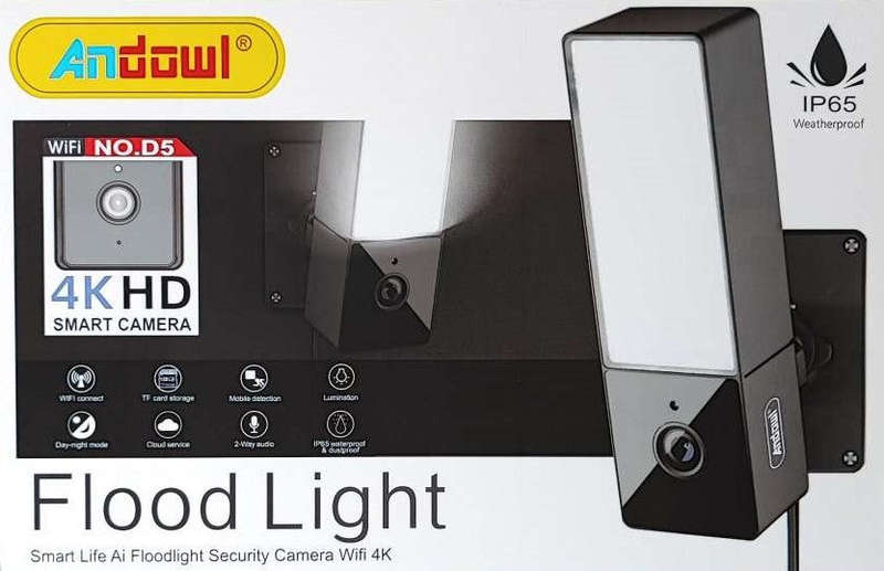Andowl D5 10Watt Wifi 4K Smart Life AI Motion Camera LED Floodlight - Outdoor Security Solution w...