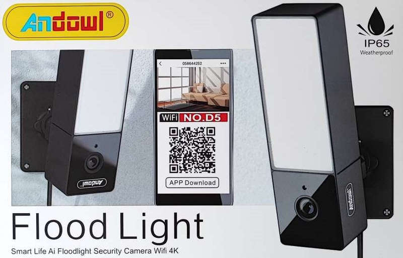 Andowl D5 10Watt Wifi 4K Smart Life AI Motion Camera LED Floodlight - Outdoor Security Solution w...