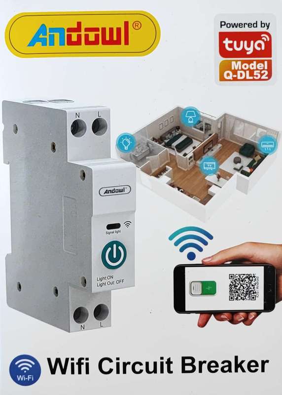 ANDOWL Q-DL52 Tuya Smart 63Amp Wifi Circuit Breaker - Remote Control and Monitoring via Tuya Smar...