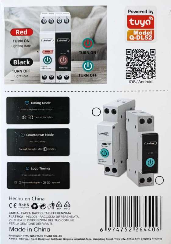 ANDOWL Q-DL52 Tuya Smart 63Amp Wifi Circuit Breaker - Remote Control and Monitoring via Tuya Smar...