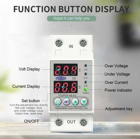 Din Rail Over Voltage Current and Under Voltage Protector Relay - Efficient Electrical System Pro...