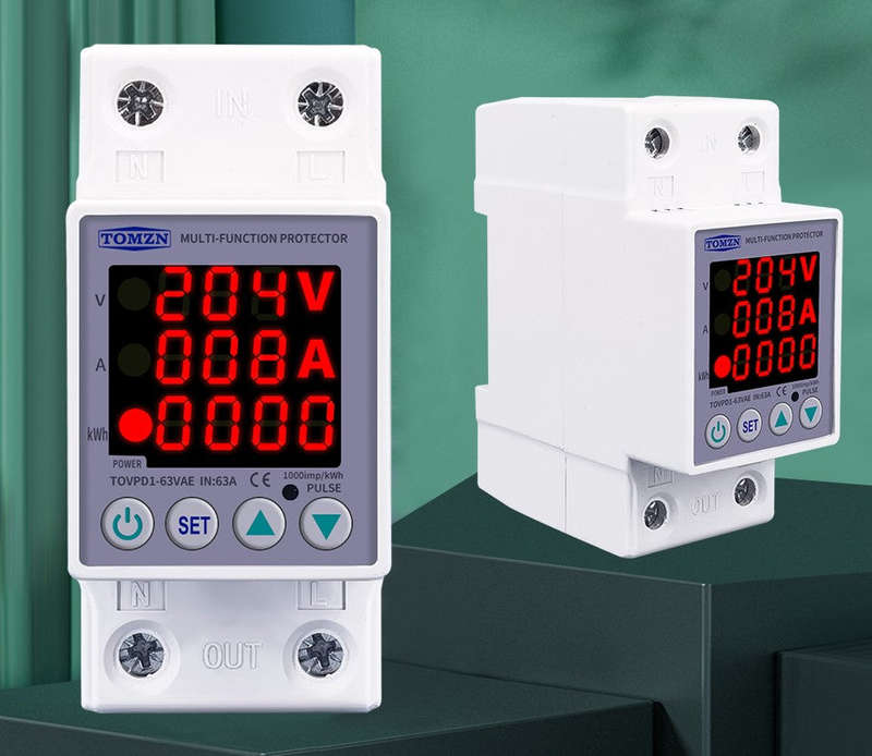 Din Rail Over Voltage Current and Under Voltage KWH Protector Relay - Protection for Electrical S...