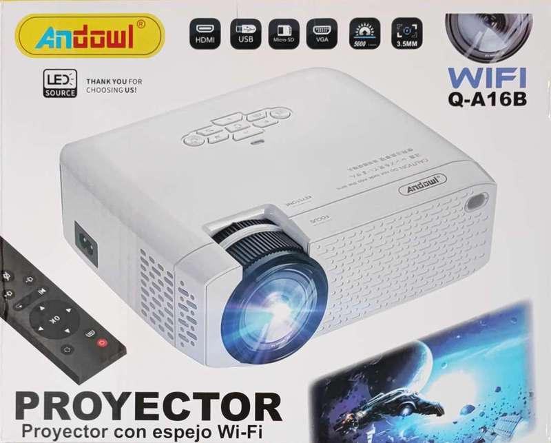Andowl Q-A16B Ultra HD WiFi Mirroring LED Projector - Stunning Visuals in Ultra HD Resolution wit...