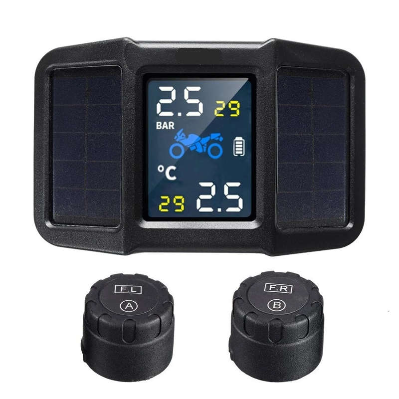 DEMO Solar Powered LCD Display Motorcycle Real Time Tire Pressure Monitor System