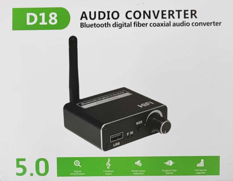 D18 Wireless Bluetooth Digital Fiber Coaxial Audio Converter - Stream Wireless Audio to Your Home...