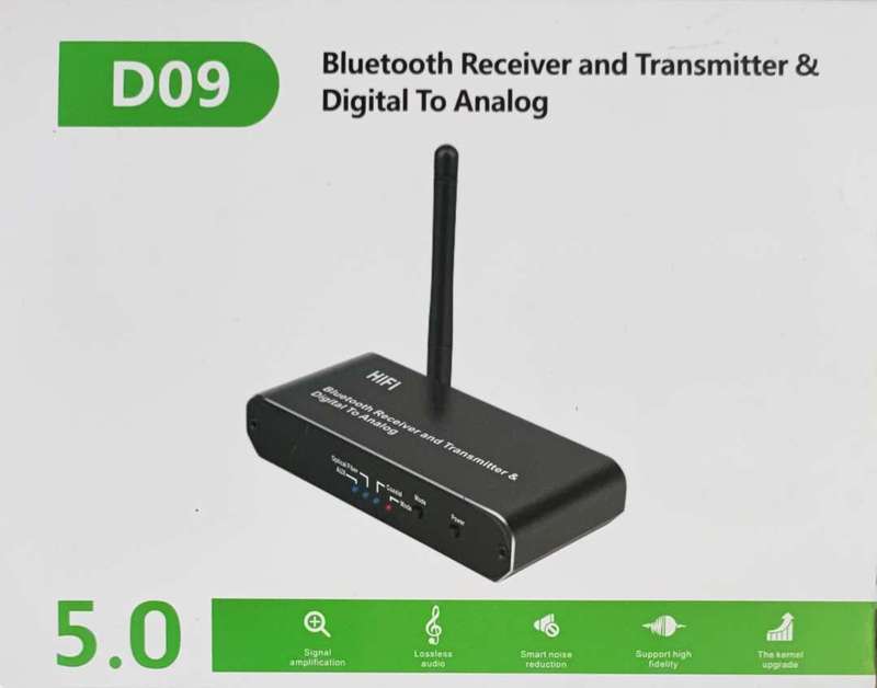 D09 Wireless Bluetooth Receiver/Transmitter and Digital to Analog Converter - Stream Music Wirele...