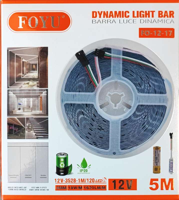 FOYU 12vDC 5m Wireless Remote Controlled Cool White LED Light Strip Kit - Adjustable Brightness a...