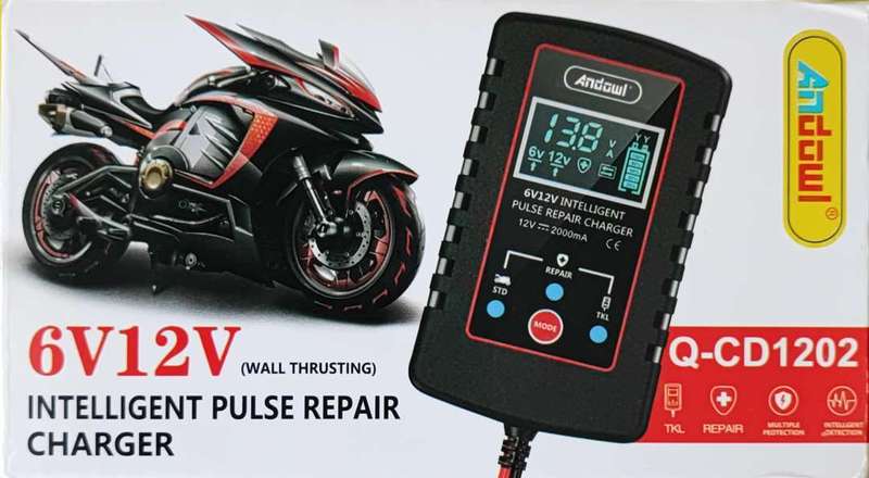 ANDOWL Q-DC1202 6v/12v 2Amp Intelligent Pulse Repair Battery Charger - Restore and Maintain Batte...