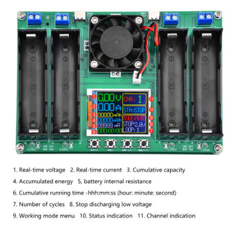 4 Ports 18650 Battery Capacity Type-C Tester Module MAh MWh